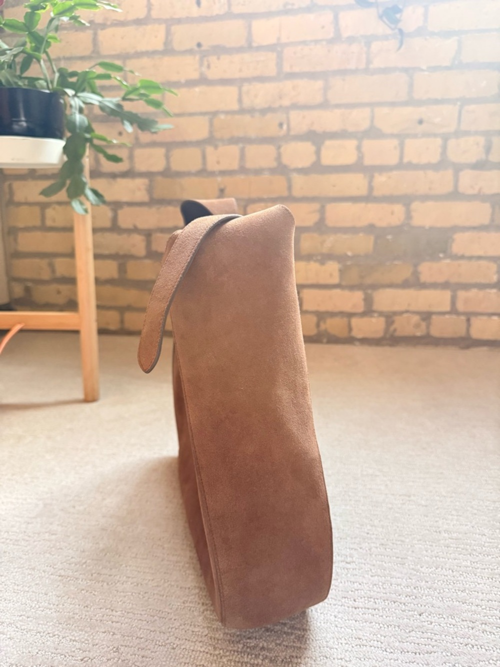 Prada Suede Brown Shoulder Hobo Bag with Dust Bag Authentic - Picture 2 of 8